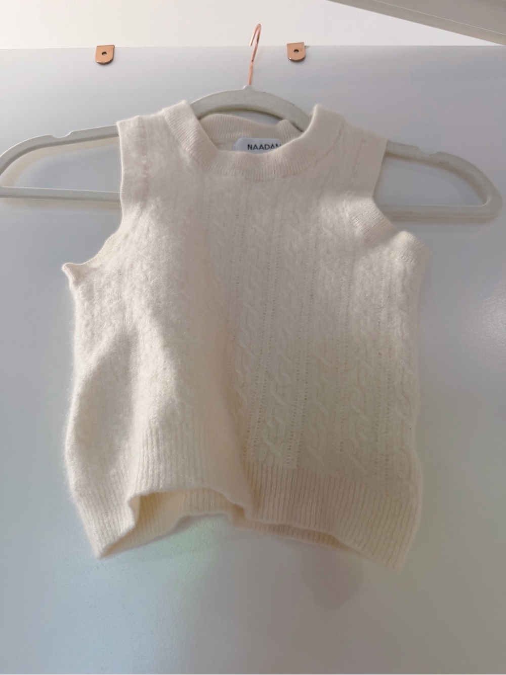 NAADAM Cream Cable Knit Sleeveless Vest for Kids